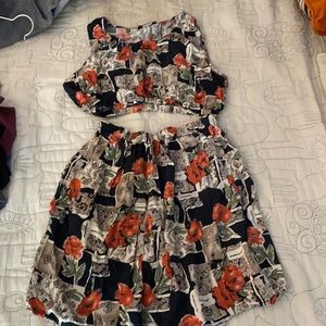 Two piece floral skirt set S